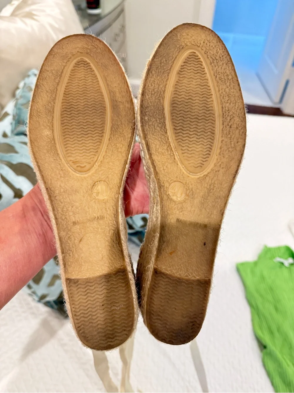Tie-Ankle Canvas Espadrille Wedges in White size 40